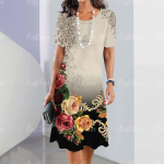 Suvised kleidid naistele Mood Colorblock Print Top Holiday vabaaja l&uuml;hikeste varrukatega Harajuku lillelised riided T&uuml;drukute elegantsed kleidid 2XL