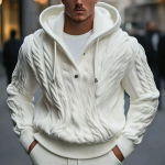 Uus Vabaaja Mood Pikkade Varrukatega &Auml;ri Klassikaline Mitmek&uuml;lgne Kootud Kampsun Meeste Pullover Villane Kapuutsiga Jakk XL valge