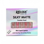 Recode Silky Matte | Mitmev&auml;rviline 5 tooni vedelate huulepulkade komplekt | P&uuml;siv 12 tundi | 5x1,25ml | Roosikanni ja v&otilde;iseemniku headus