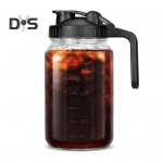 K&uuml;lmpruulitud kohvimasin 32oz/64oz klaaskann roostevabast terasest filtriga, laia suuga Masoni purk kann j&auml;&auml;tee, limonaadi jaoks 1000ML 1pc hall