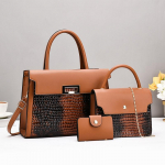 K&auml;ekottide Kombinatsioonikomplekt Uus PU Madaliku-Mustriga Suure Mahutavusega &Otilde;lakott V&auml;rviplokkidest Premium K&auml;ekott 3-osaline Komplekt 30*11*21cm sinine