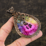 Rainbow Solar Quartz Handmade Copper Wire Wrap Gift Pendant 3.39 a8s09