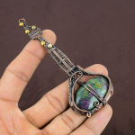 Guitar Ruby in Zoisite Handmade Copper Wire Wrap Pendant 4.25 V0Z41
