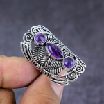Sage Amethyst Handmade 925 Sterling Silver Gift Jewelry Ring Size 7 h1i60