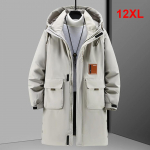 Talvised pikad parkad meeste paksud jakid, mantel 12XL, suures suuruses mood, vabaaja veekindlad parkad, meeste talve must mantel, suur suurus 12XL 10XL beež
