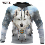 Ilus Tribal Native Wolf, 3D k&otilde;ikjal tr&uuml;kitud meeste kapuuts, s&uuml;gisene unisex sviiter Pullover vabaaja t&auml;navar&otilde;ivad, suur suurus XXL