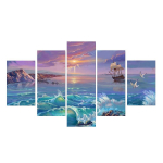 Seinakunst L&otilde;uendimaal Mere&auml;&auml;rsed Roosad Pilved P&auml;ikeseloojangupurjekas Modulaarne HD Prinditud 5 paneeliplakatit Pilt Elutoa Kodukaunistus Ilma raamita 20x35cm*2 20x45cm*2 20x55cm*1