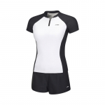 Li Ning ujumissari V&auml;rviplokk &Uuml;mmargune kaelus Pullover L&uuml;hike varrukas Kaheosaline ujumistrikoo Naiste ujumistrikoo Valge Must ASLT076-1 S