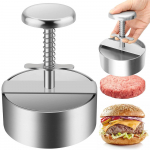 Roostevabast terasest reguleeritav burgeripress, mis sobib suurep&auml;raselt burgerite kotletite grillimiseks