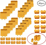 10 paari XT90H isane-emane pistikud juhtmekaitsega &ndash; 40A/90A max &ndash; K&otilde;rge kvaliteediga RC Lipo akude jaoks &ndash; Kollane kollane