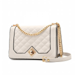 Teemantkettkotiga Moodne Naiste Kott PU Pehmest Nahast V&auml;ike Ruudukujuline Kott Daamide &Otilde;la Crossbody Kott valge