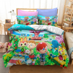 Animal Crossing Voodipesukomplekt Joonisfilm M&auml;ng 3D Tekikottide Komplektid &Uuml;heinimesevoodi T&auml;issuuruses Kuninganna Kuningsuuruses Padjap&uuml;&uuml;r lastele Kingitus Kodu Dekoratsioon Au Double 180x210cm