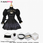 Seksikas Nier Automata Yorha 2B Cosplay kost&uuml;&uuml;m Anime Naiste riietus Varjatud kost&uuml;&uuml;m Peen Halloweeni karnevali t&uuml;drukute peo must kleit + parukas kost&uuml;&uuml;mide komplekt M
