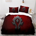 World of Warcraft m&auml;ngude voodipesukomplekt Horde Banner Flag tr&uuml;kitud tekikottide komplekt padjap&uuml;&uuml;r kaheinimesevoodi ja kuninganna suurusega otse saatmine 135x200cm gray