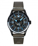 AVI-8 Flyboy Airmaster GMT Nahkrihm Hall sihver Automaatne AV-4128-05 Meeste k&auml;ekell hall