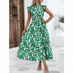 Naiste mood suvised kevadlillemustriga prinditud varrukateta ja k&otilde;rge v&ouml;&ouml;kohaga vabaajakleidid XXL kohv