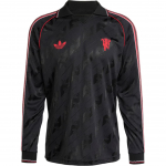 Adidas Originals Lfstlr Ss24 Manchester United Seeria F&auml;nni Versioon Polo T&auml;hega Pikkade Varrukatega Jalgpallis&auml;rk Meeste topid Must IS6522 L