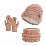 3 tk/komplekt Talvem&uuml;ts Salli Kindad Komplekt Paksustatud Sametvooder V&auml;rviline Elastne Sobivus Kudumism&uuml;ts Kaelasoojendaja Kindad Komplekt mitmev&auml;rviline