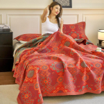 Kahekihiline puuvillane marlpleed &ndash; pikkade kiududega puuvillane uinakuks ja voodikatteks 200*230 Single Towel Blanket