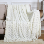 Suvine ruuduline villane narmastega pleed: Kootud diivan ja uinakutekk 130x180cm with Fringe