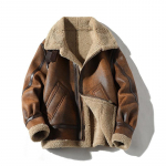 Meeste Retro Suede Lambavillast Paksendatud Talvine Fliisvoodriga Nahast Mootorrattajakk (Pluss suurus) XXXL