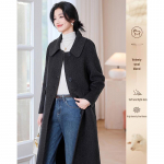 Si Shui Nian Hua Women's Elegant Mid-Length Wool Blend Coat L