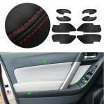 4tk auto mikrokiust nahast siseukse k&auml;etoe paneeli katte trimm Subaru Foresterile 2013 2014 2015 2016 2017 4x door armrest gray