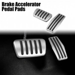 Cadillac Buick Brake Gas Accelerator Pedal Covers | Black | Stainless Steel | Silver Tone | 2 Pcs | UPC 0726215826555 | Easy tallation