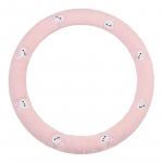 Plush car steering wheel cover with cartoon embroidery, anti slip and wear-resistant car handle cover, winter warm steering whee 1