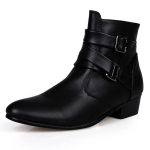 Meeste Nahast Ankle Boots - Kahe Pandlaga Rihm Terava Ninaga Madala Kontsaga Formaalne Vabaaja Kleit Saapad 44 must