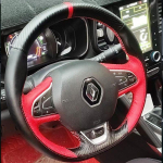 For Renault Kadjar Koleos Megane Talisman Scenic 2016 2017 DIY Hand stitch Leather Sports style Car Steering Wheel Cover style 2 gray