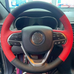 Hand-stitched non-slip perforated Black  leather car steering wheel cover For Grand Cherokee 2014 - Parts 3