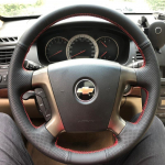 Hand-stitched Black non-slip Leather peach wood grain Car Steering Wheel Cover For Chevrolet Epica 2006-2011 Interior style 1