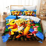 Winnie The Pooh Laste tekikottide komplekt 100% pol&uuml;ester Tr&uuml;kitud Armas tr&uuml;kitud multifilmikujundusega tekikott Voodipesu EU Single(135*200cm)3pcs