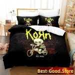 Korn Rocki voodipesukomplekt, tr&uuml;kitud voodipesukomplekt padjap&uuml;&uuml;riga, tekikott, pehme &uuml;heinimesevoodi, kaheinimesevoodi, superking-size magamistuba EU Single(135*200cm)3pcs