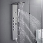 Colonne de douche 5 en 1 en acier inoxydable avec 4 jets de massage corporel, douche &agrave; effet pluie et cascade, douchette