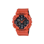 CASIO Meeste vedelkristall/analoog kahekordse n&auml;idikuga seeria Must kell GA-100L-4A GA-100L-4A Orange Watch Bands