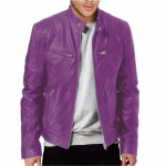 Meeste Nahkjakk Meeste Noorte P&uuml;stkrae Punk Meeste Biker Nahkjakk Logoga 9XL lilla