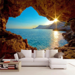 3d Tapeet Stereo Rannamaastiku Seinamaal Rifi Koobas Fresko Elutuba Magamistuba Ruumilaienduse Taust Seinapaber 200 cm(W) x 140 cm(H)
