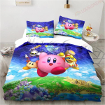 Multikas Kirby Prindiga Tekikate Voodipesu, 2-osaline Komplekt Tekikate Sobiva Padjapuuriga T&otilde;mblukuga Sulgemisega Pehme Mikrokiud &Uuml;he Inimese 135*200cm
