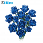 585 tk Sinised Kollased Roosid Lego stiilis klotsid Romantiline Mitmev&auml;rviline Kimbuke S&otilde;branna Valentine'i kingitus Kodu kaunistus