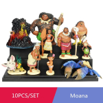 10 tk/komplekt Multikas Moana printsess Legend Vaiana Maui pealik Tui Tala Heihei Pua tegevuskuju kaunistusm&auml;nguasjad lastele s&uuml;nnip&auml;evakingitus brown
