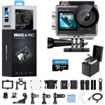 AKASO Brave 4 Pro Action-kaamera Kaart 4K 20MP Kaks 40M Veekindel EIS Pilt V&auml;line Mikrofon HDMI 5x 1350mAh x2 Lai Kantav Kaamera (SD kaasas) - hall v&auml;rv