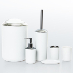 Vannitoa h&auml;davajalikud: 6-osaline komplekt hambaharjahoidja, seebialuse, WC-pintsli ja pr&uuml;gikastiga Transparent Cover 6-Piece Set white
