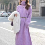 Lilla French Twist kootud kleidi alusega kampsun kleit naistele one size lilla