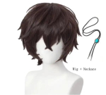 Kvaliteetne Dazai Osamu Cosplay Parukas Anime Bungo Stray Dogs Cosplay L&uuml;hike Pruun kuumakindel s&uuml;nteetiline juuksepikendus One Size black