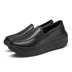 Naiste kevadised naturaalsest nahast pehme tallaga t&ouml;&ouml;kingad mustad kiilkontsaga kingad suuremad suurused 35 black