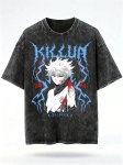Vintage Pesemine Killua Zoldyck V&auml;lk Anime T-s&auml;rk &Uuml;lem&otilde;&otilde;duline Hunter X Hunter Graafiline Streetwear Puuvillane T-s&auml;rk S black