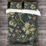 William Morris Kuldne Liilia Tekikott Komplekt 2 Padjapuuriga, Pehme Mikrokiud Voodipesu Kuningas/Kuninganna Suurus, Jakobiini Lilleline Tekikott EU Single 135*200cm/53x79in 3pcs white
