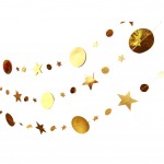 4 m viieharulised t&auml;hed, &uuml;mmargune peegliefektiga rippuv b&auml;nner, peokaunistus Star&/Santa Claus # kuldne